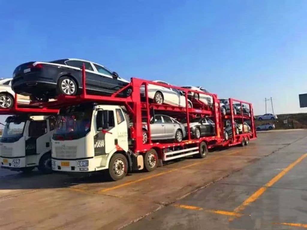 car carrier trucks at port