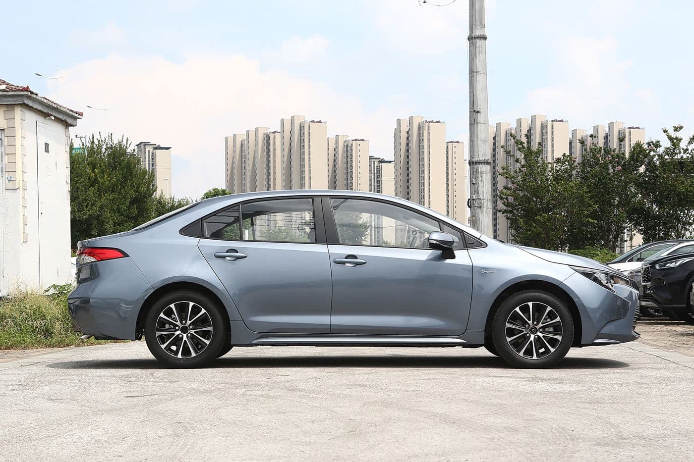 2024 Toyota Levin sedan in grey, side profile
